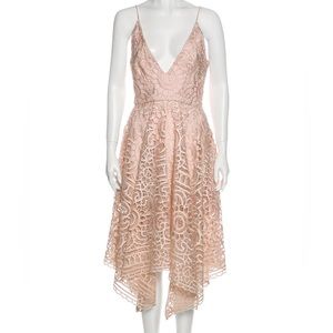 NICHOLAS Pink Lace Midi Dress